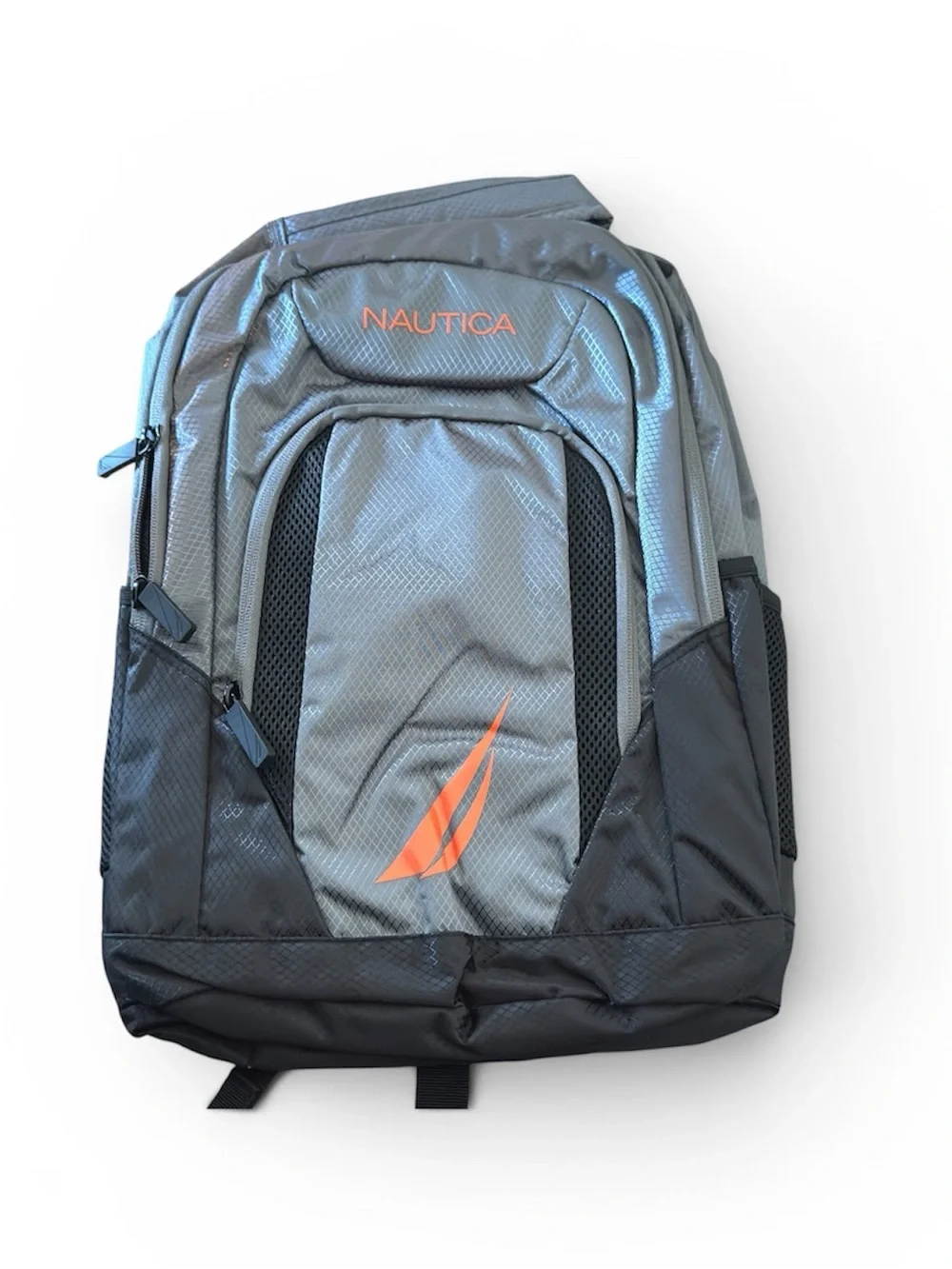 Nautica Gray and Orange Men's Backpack with Nautical Logo
